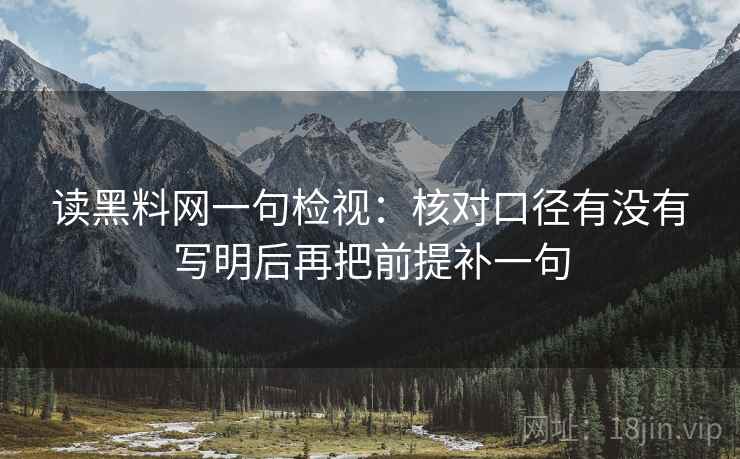 读黑料网一句检视：核对口径有没有写明后再把前提补一句