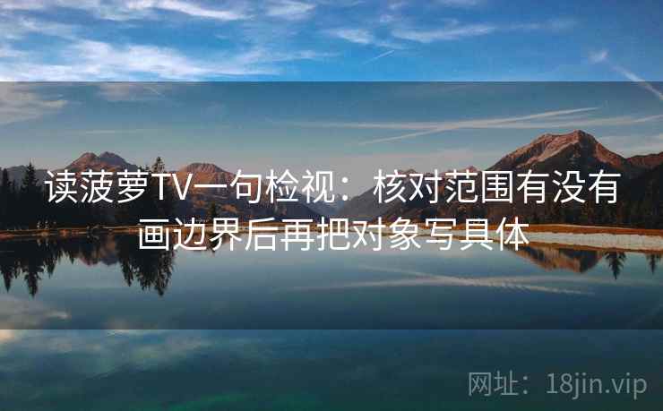 读菠萝TV一句检视：核对范围有没有画边界后再把对象写具体