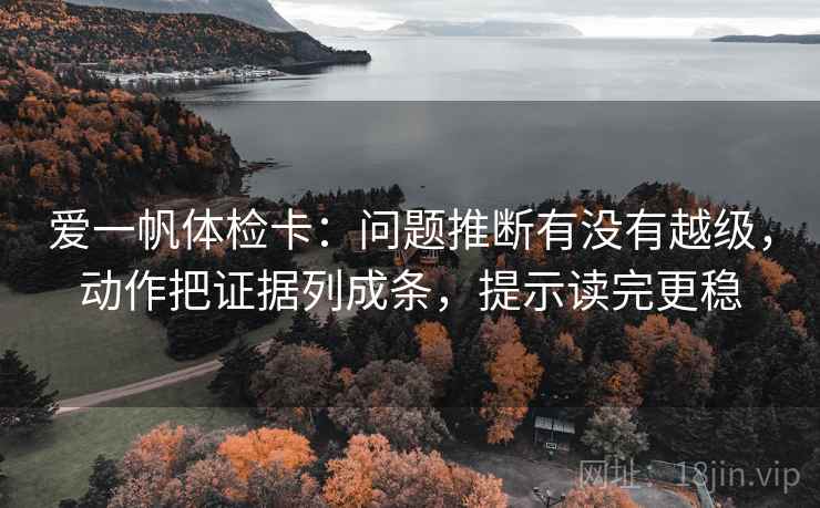 爱一帆体检卡：问题推断有没有越级，动作把证据列成条，提示读完更稳